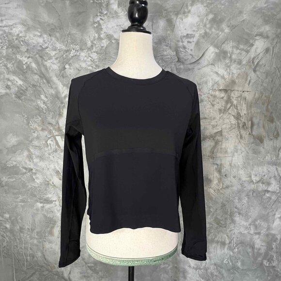 Lululemon Running Shirt Womens 2 Thumbholes Long Sleeve Black Classic Fit - Picture 1 of 5
